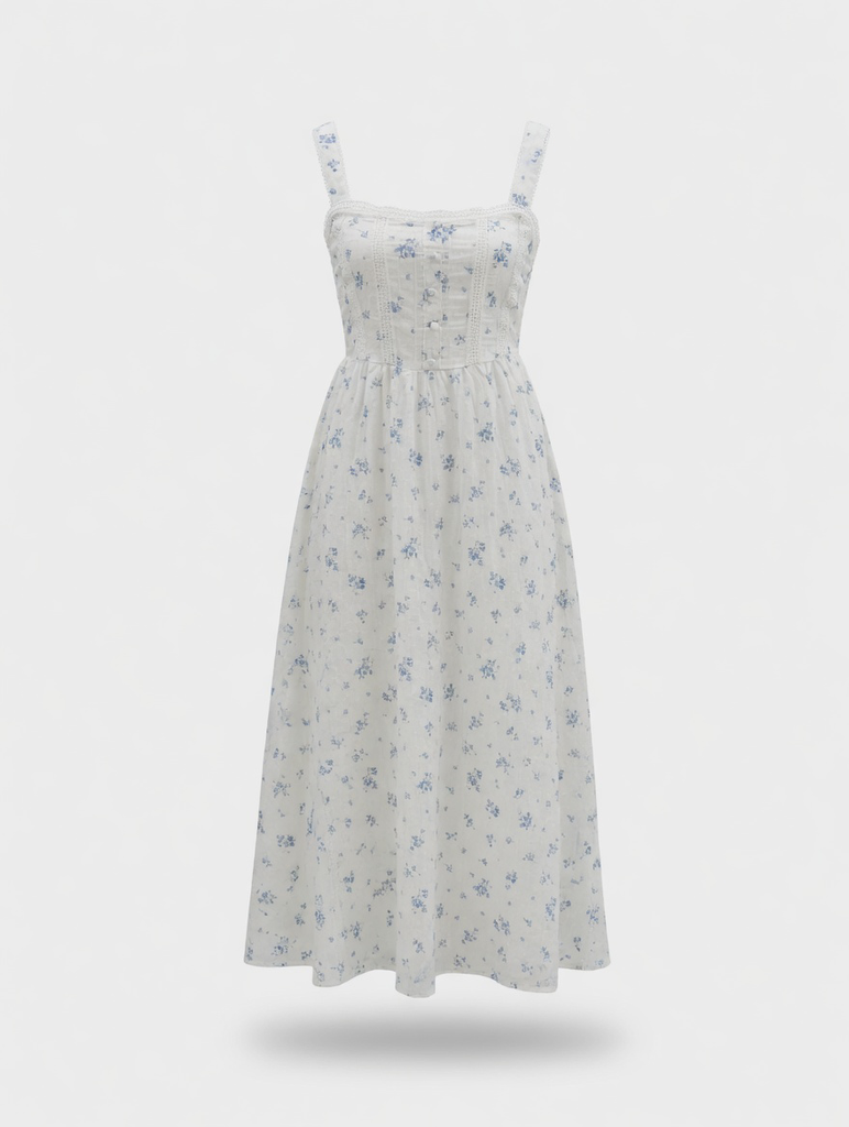 Floral Stripe Clip Dot Sleeveless Maxi Dress