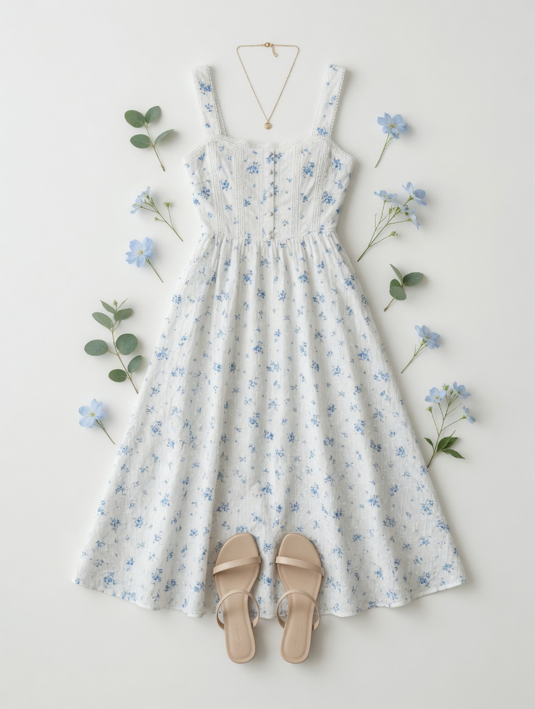 Floral Stripe Clip Dot Sleeveless Maxi Dress