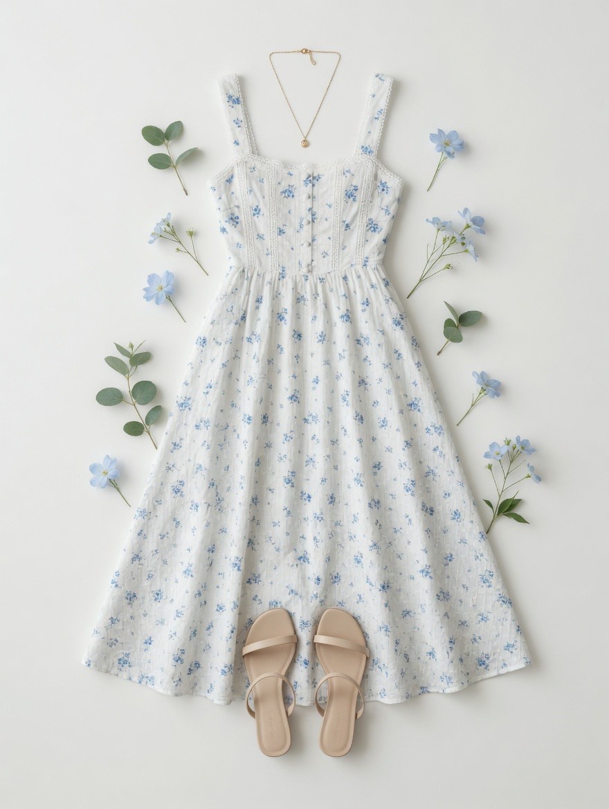 Floral Stripe Clip Dot Sleeveless Maxi Dress