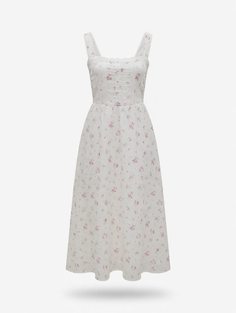 Floral Stripe Clip Dot Sleeveless Maxi Dress