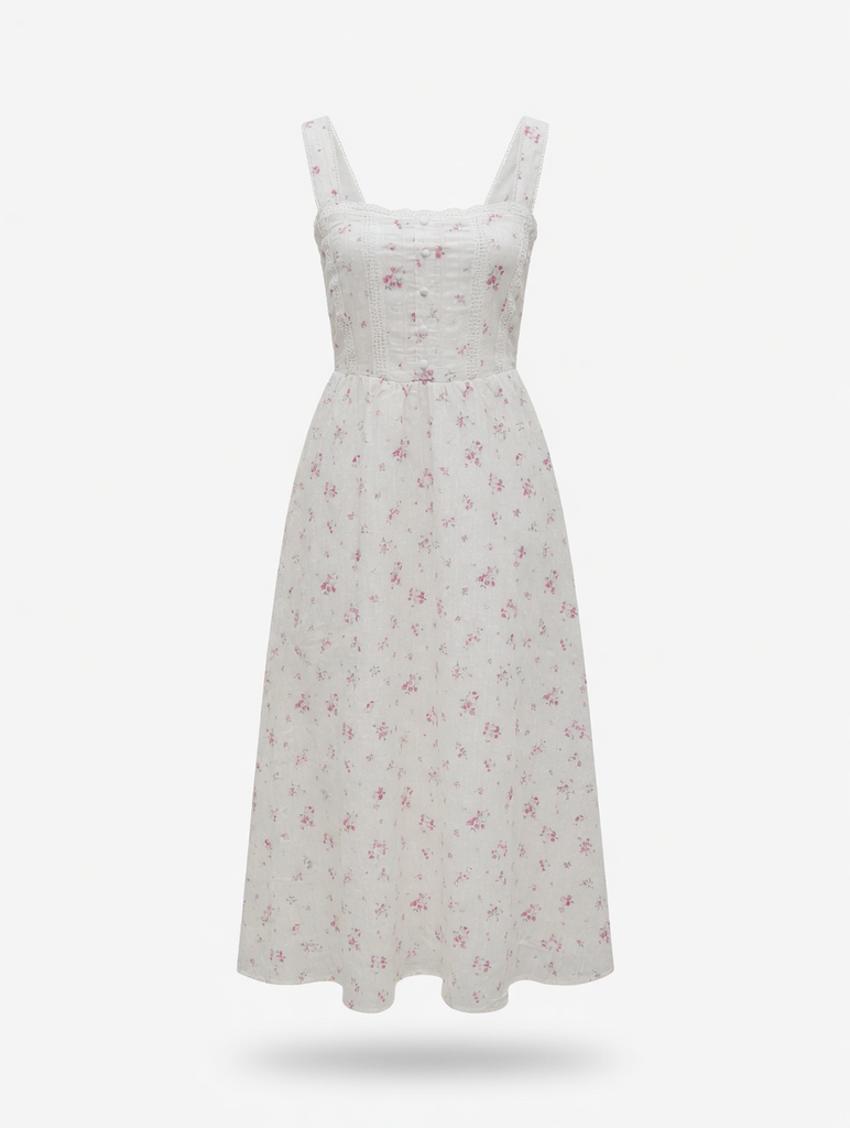 Floral Stripe Clip Dot Sleeveless Maxi Dress