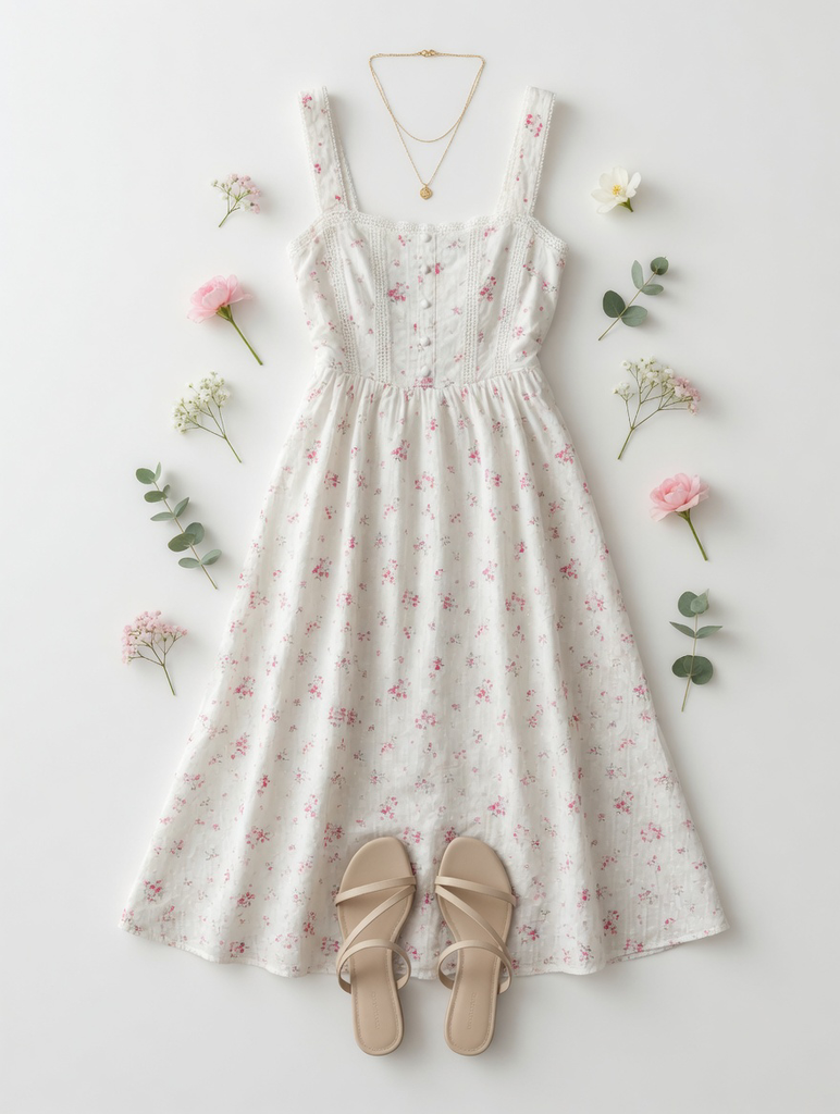 Floral Stripe Clip Dot Sleeveless Maxi Dress