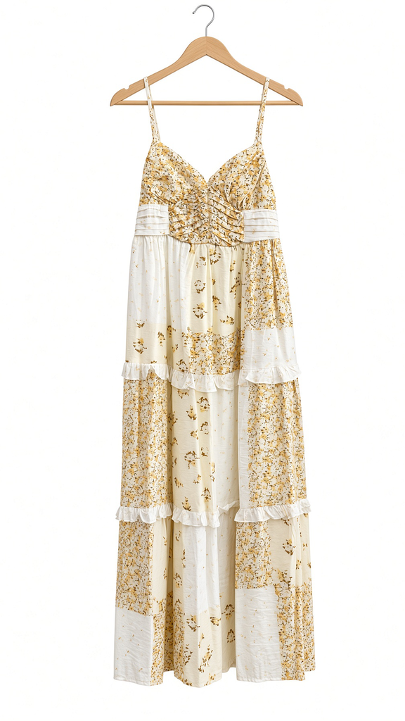 Multi-checkered Pattern Spaghetti Strap Midi Dress