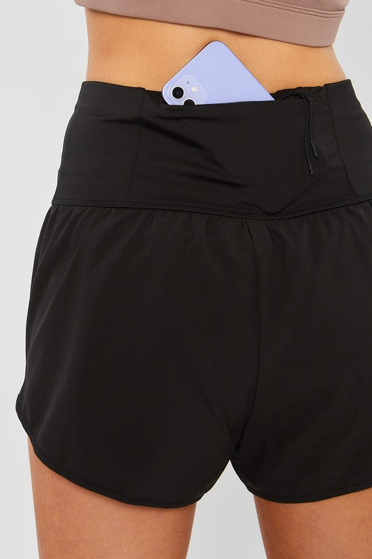 Woven Solid Inner Brief Back Pocket Shorts