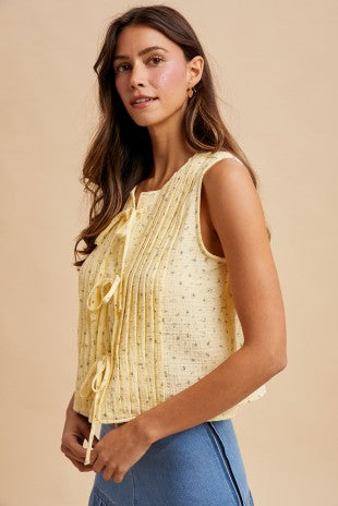 Ditsy Floral Cotton Blouse With Front Tie