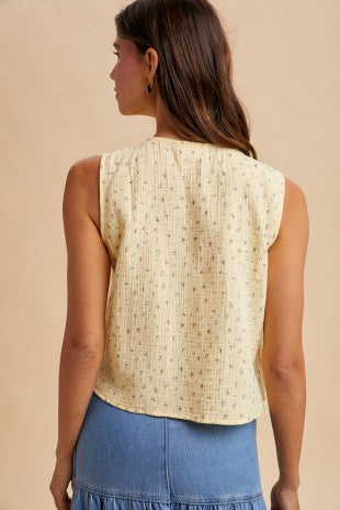 Ditsy Floral Cotton Blouse With Front Tie