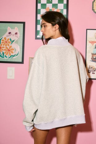 Gym & Bed' Print Reversible Mockneck Sweatshirt