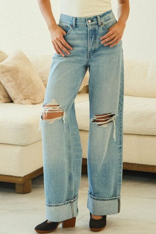 Vintage Fold Distress & Chill Retro Fold Jeans