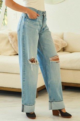 Vintage Fold Distress & Chill Retro Fold Jeans