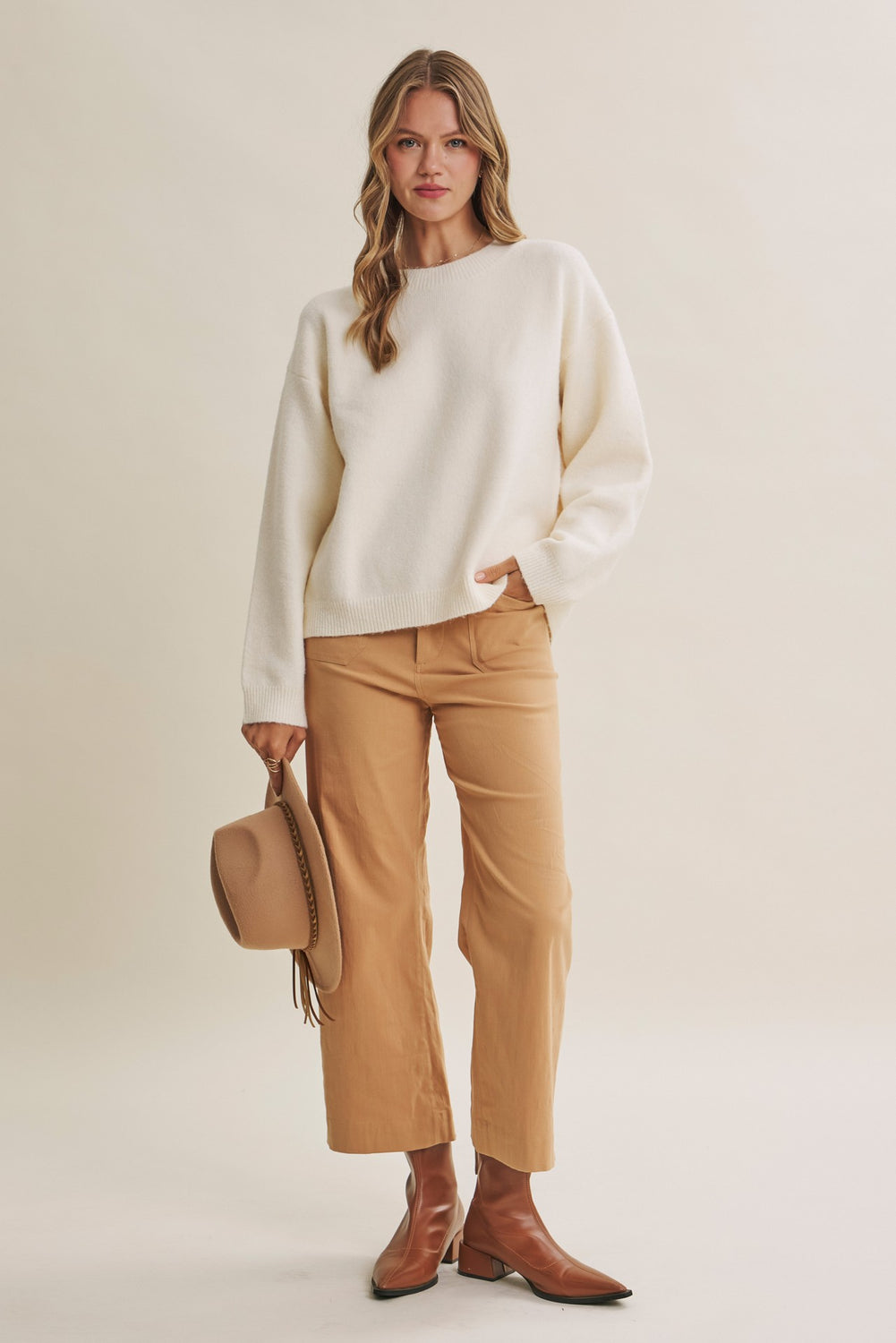 Cotton Linen Stretch Straight Leg Ankle Pants