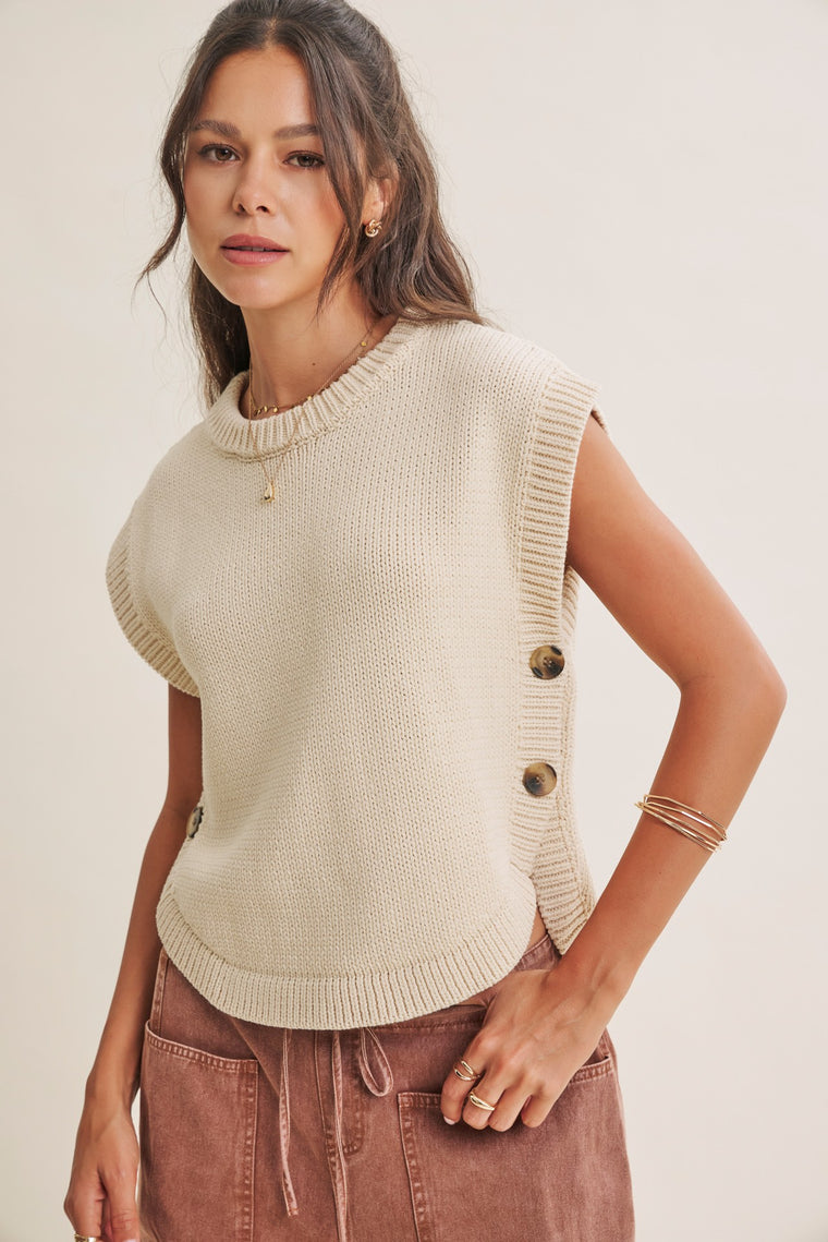 Side Button Sweater Vest
