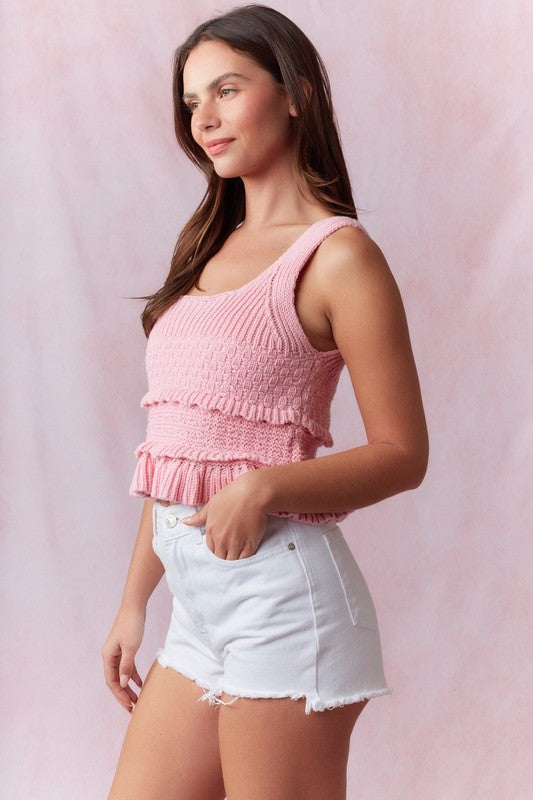 Ruffle Crochet Tank Top