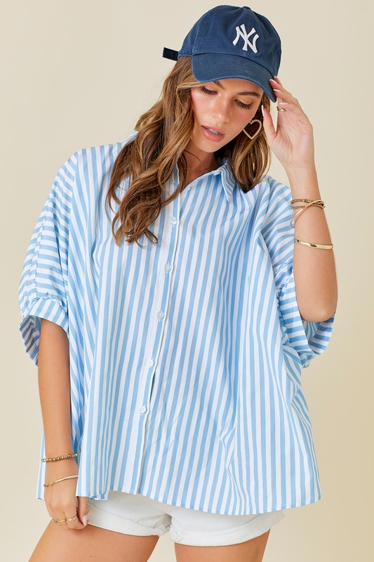OVERSIZED BUTTON DOWN STRIPED SHIRT