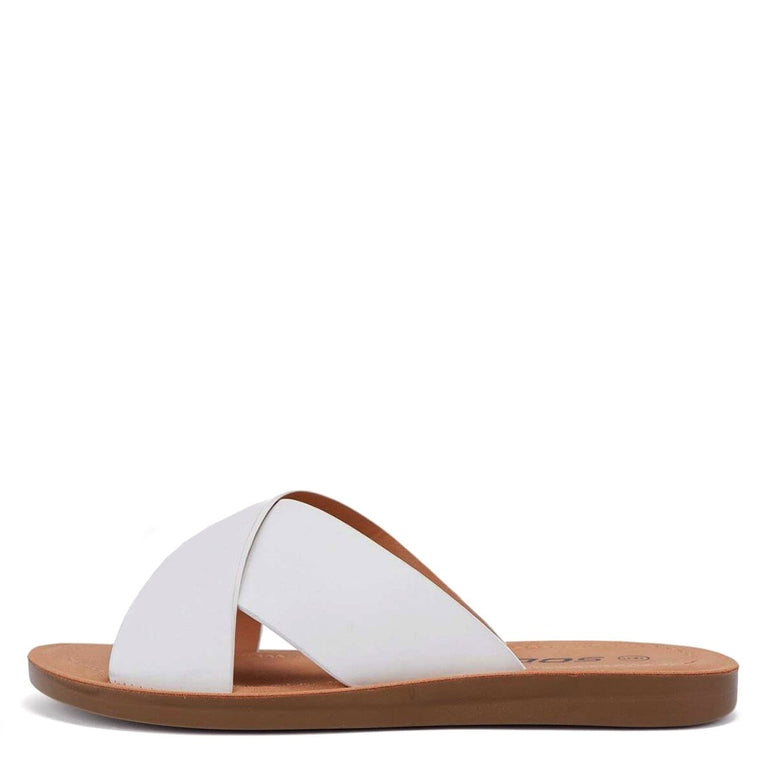 Soda Women Crisscross Strap Slide Flat Sandals