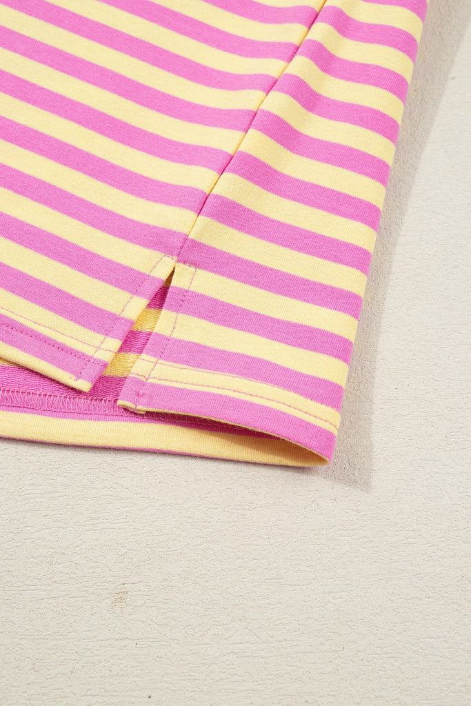 Stripe Contrast Trim Boxy Terry Short Set