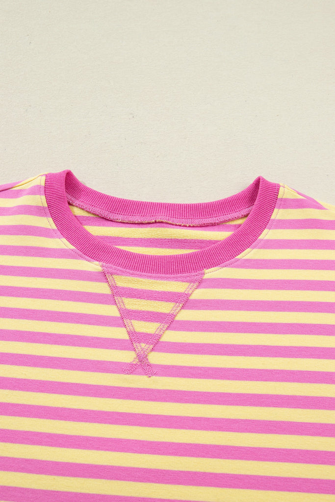 Stripe Drawstring Elastic Waist Plus Size Set