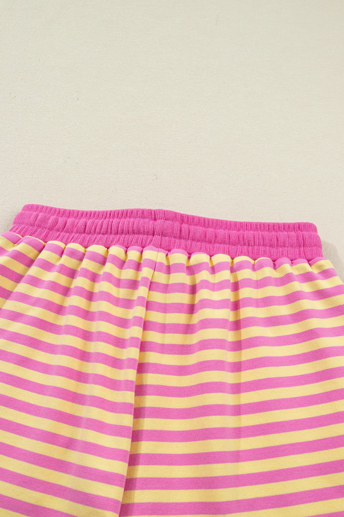 Stripe Contrast Trim Boxy Terry Short Set