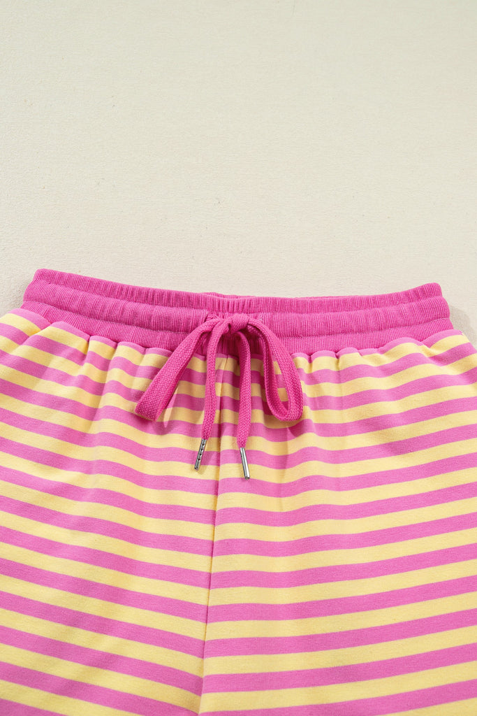 Stripe Contrast Trim Boxy Terry Short Set