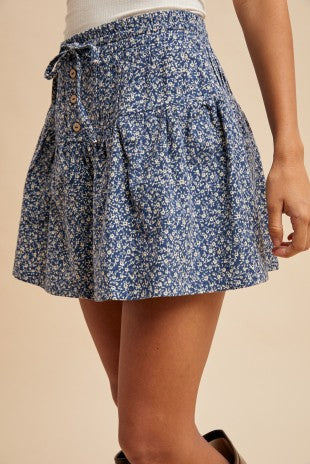 Ditsy Floral Brushed Woven Flare Mini Skirt