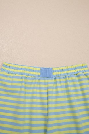 Stripe Colorblock Pullover & Shorts 2pcs Set