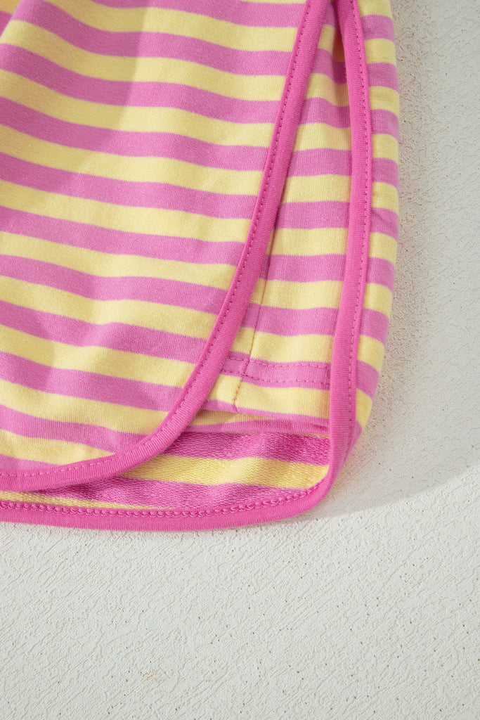 Stripe Short Sleeve Top And Skirt Set