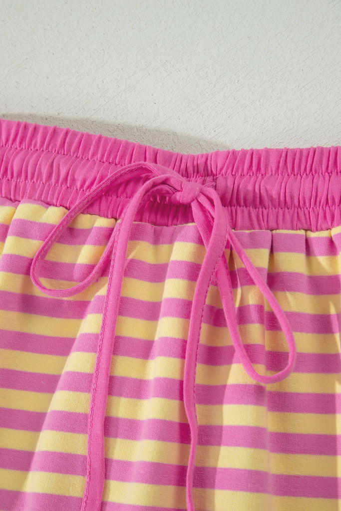 Stripe Short Sleeve Top And Skirt Set