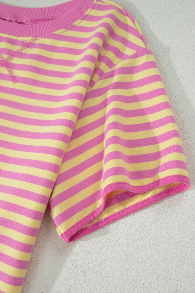 Stripe Short Sleeve Top And Skirt Set