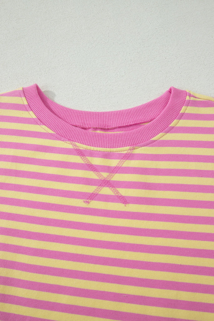 Stripe Short Sleeve Top And Skirt Set