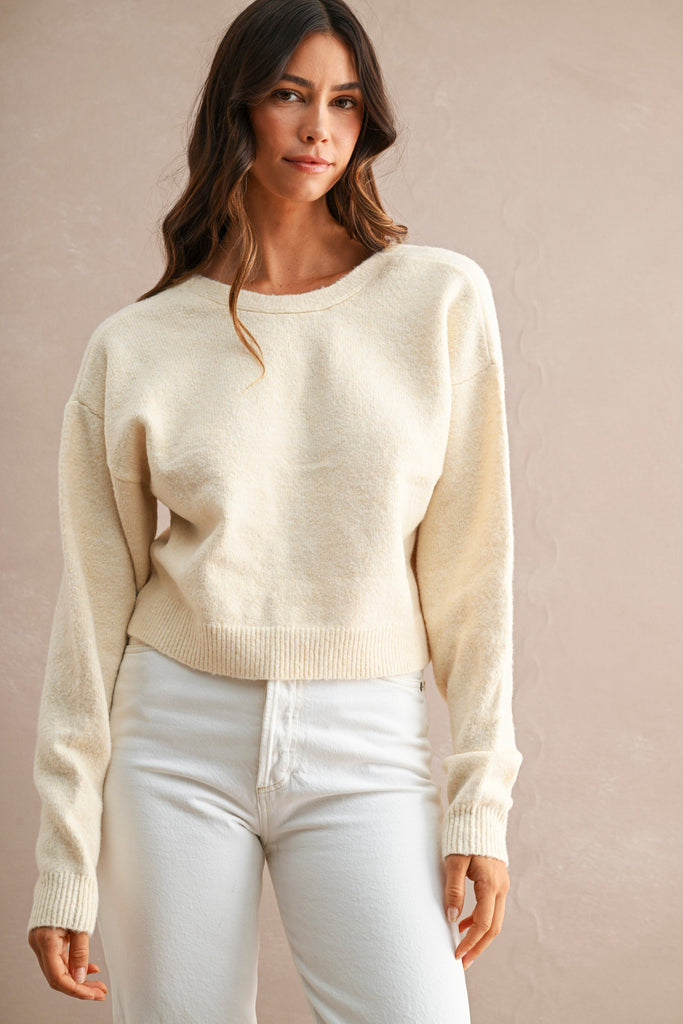 Ribbon Bow Detail Knit Sweater Top