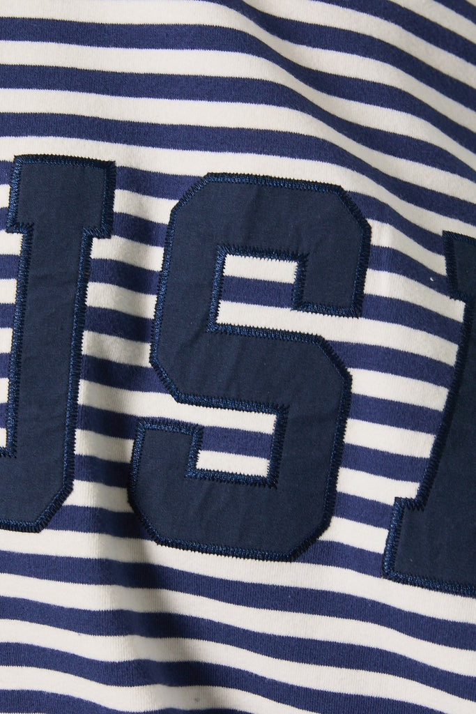 Stripe Mock Neck Sweatshirts With "USA"