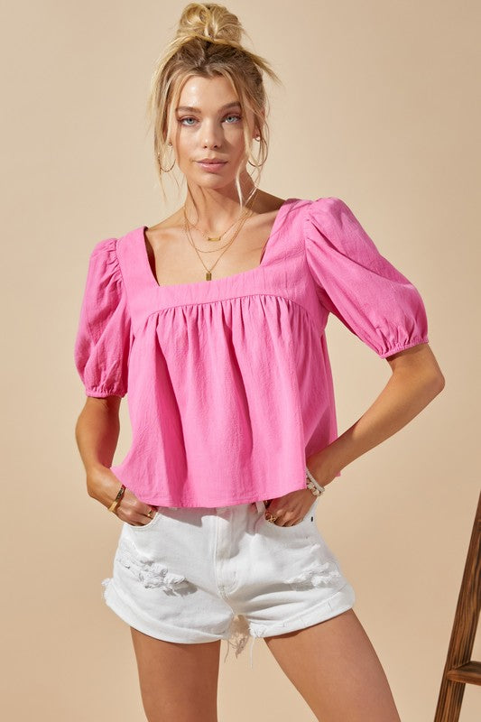 SQUARED NECK BABYDOLL TOP